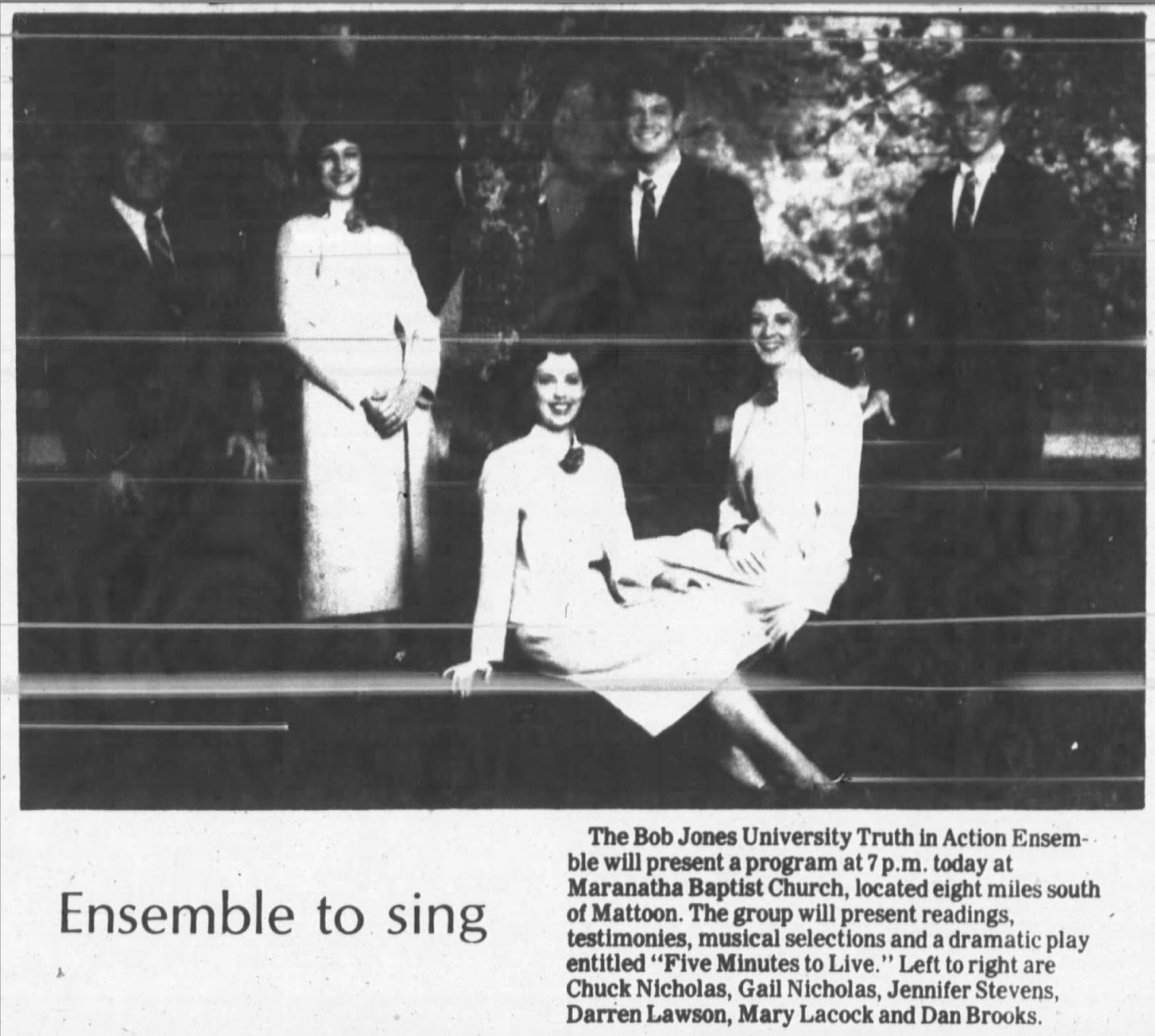 Ensemble to sing